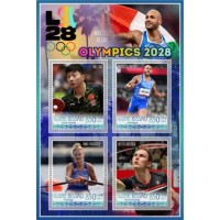 Stamps Olympic Games in Los Angeles 2028 Table tennis, Rowing, Badminton, Basketball Set 8 sheets