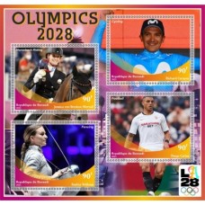 Stamps Olympic Games in Los Angeles 2028 Equestrian sport, Cycling, Golf, Fencing Set 8 sheets