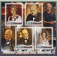 Stamps Winston Churchill and Elizabeth II Set 8 sheets