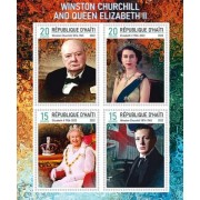 Stamps Winston Churchill and Elizabeth II Set 2 sheets