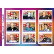 Stamps Winston Churchill and Elizabeth II Set 10 sheets
