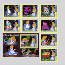 Stamps Cartoon Walt Disney Set 1block 8stamps