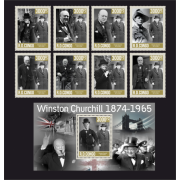 Stamps Sir Winston Churchill Set 1block 8stamps