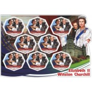 Stamps Winston Churchill and Elizabeth II Set 6 sheets