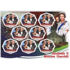 Stamps Winston Churchill and Elizabeth II Set 6 sheets