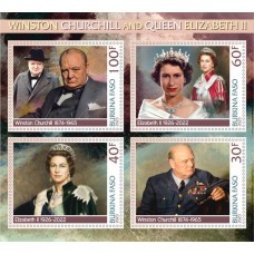 Stamps Churchill and Queen Elizabeth II  Set 2 sheets