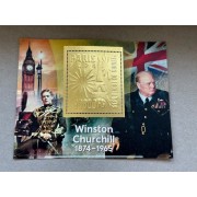 Stamps Sir Winston Churchill Foil. Gold. Set 8 sheets