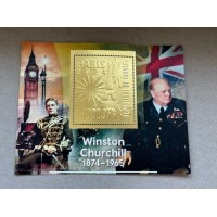 Stamps Sir Winston Churchill Foil. Gold. Set 8 sheets