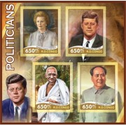 Stamps Famous politicians Gandhi Thatcher Zedong Kennedy