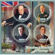 Stamps Winston Churchil and George VI