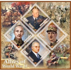 Stamps WW II Roosevelt Kaj-Sher De Gaulle Truman