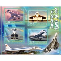 Stamps Aviation Concord and Tupolev Tu-144 Set 8 sheets
