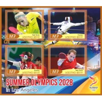 Stamps Olympic Games in Los Angeles 2028 Table tennis Shooting Fencing Set 8 sheets