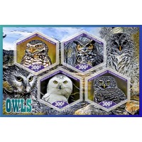 Stamps Birds Owls Set 8 sheets