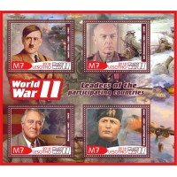 Stamps Second World War Winston Churchill, Stalin, Gitler, Franklin Roosevelt