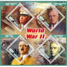 Stamps Second World War Winston Churchill, Stalin, Gitler, Franklin Roosevelt, Mussallini, Antonescu