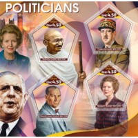 Stamps politicians Churchill Stalin Gandhi Thatcher Set 8 sheets