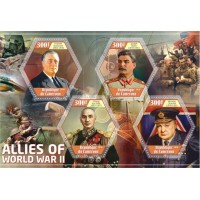 Stamps Allies of WW II Roosevelt Churchill Stalin